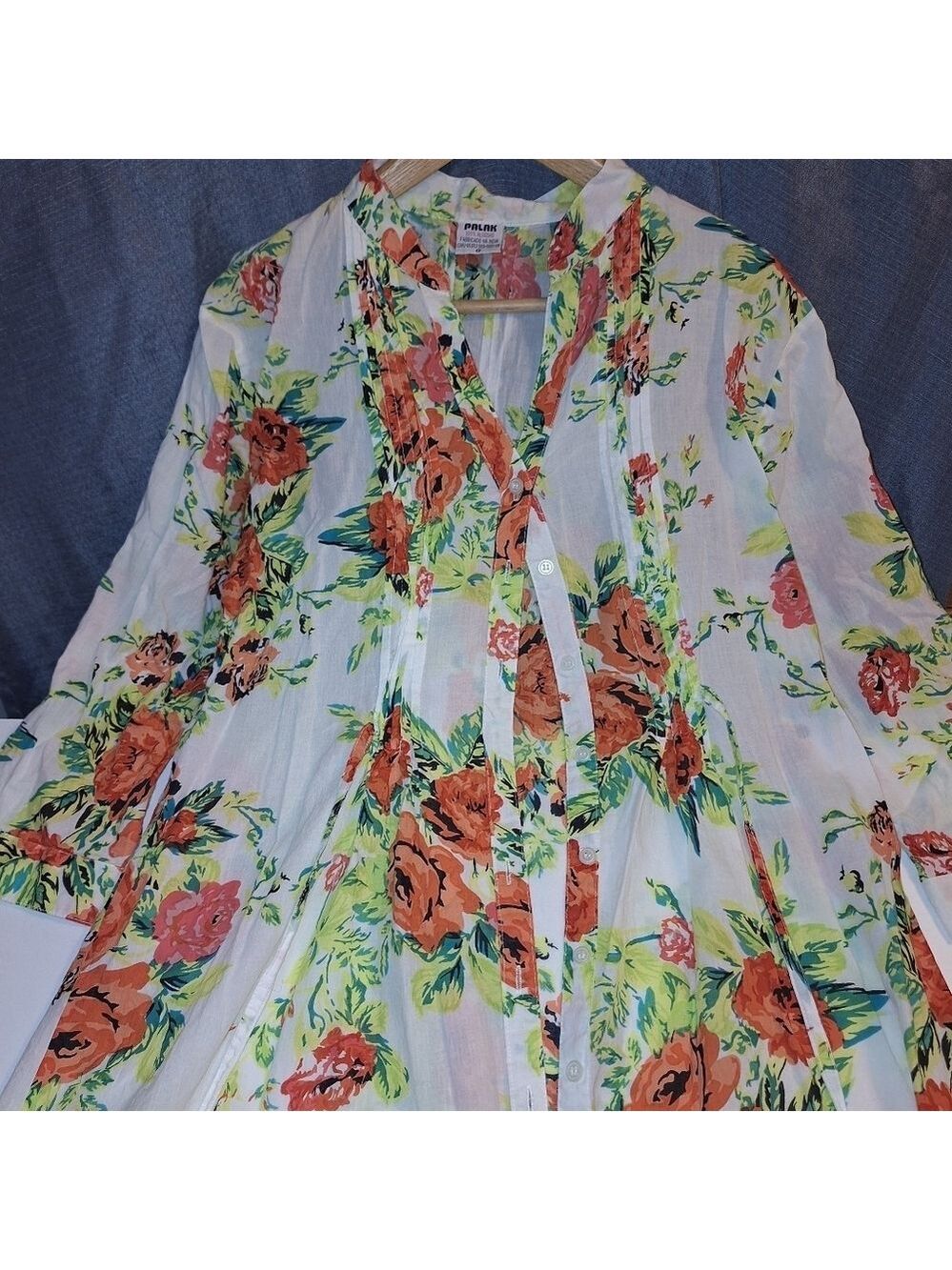 Palak Floral Shirt Women's Large Lightweight